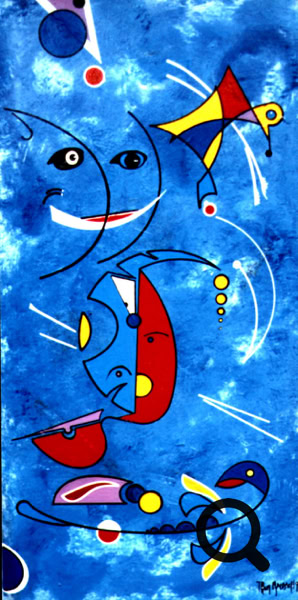 Blau-rot oil/linen. 35x55cm. 1997